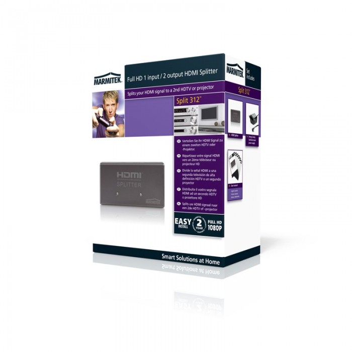 Marmitek Split 312 - HDMI Splitter 1 in / 2 out HDMI Split Onetrade