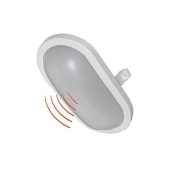 AD Led bulkhead wallmounted - Oval with Microwave sensor 15W/4000K/IP64/White Photocells & Sensors Onetrade