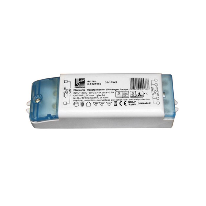 Ηλεκτρονικός Dimmable Μετασχηματιστής 230/12VAC 35-105W Μετασχηματιστές Onetrade Ηλεκτρονικός Dimmable Μετασχηματιστής 230/12VAC 35-105W Μετασχηματιστές Onetrade