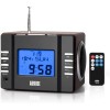 August MB300B - Mini MP3 Musicbox with FM Clock Radio Brown Wireless Speakers Onetrade