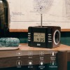August MB300B - Mini MP3 Musicbox with FM Clock Radio Brown Wireless Speakers Onetrade