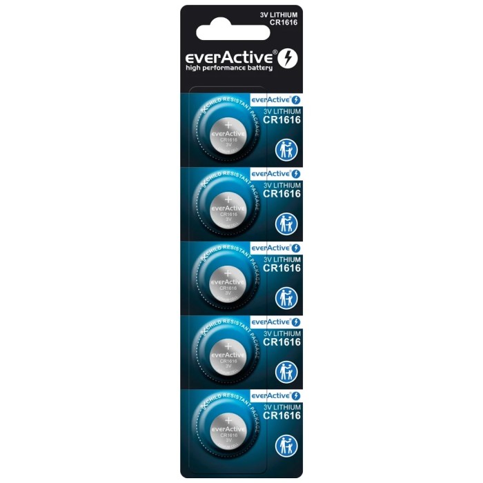 EverActive Μπαταρία Λιθίου τύπου ''κουμπί'' CR1616/3V/CR16165BL, 5τεμ Μπαταρίες Onetrade EverActive Μπαταρία Λιθίου τύπου ''κουμπί'' CR1616/3V/CR16165BL, 5τεμ Μπαταρίες Onetrade