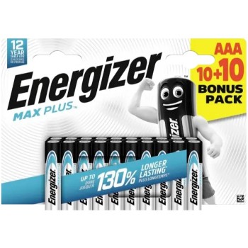 Energizer Max Plus Αλκαλική Μπαταρία τύπου AAA / LR03 / 1,5V, 20 τεμάχια Μπαταρίες Onetrade