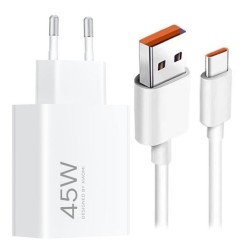 Xiaomi MDY-17-EF Bulk - Quick Charge Charger with USB-A Port and USB-C Cable 45W White