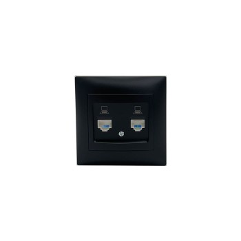 RP - Stinel Domus Black Double Socket Cat6 RP - Stinel Domus Black Double Socket Cat6 Cable Switches Onetrade