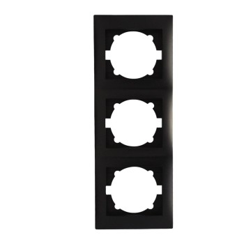 Stinel - Domus Triple Vertical Frame Switch Black Light Switches Onetrade