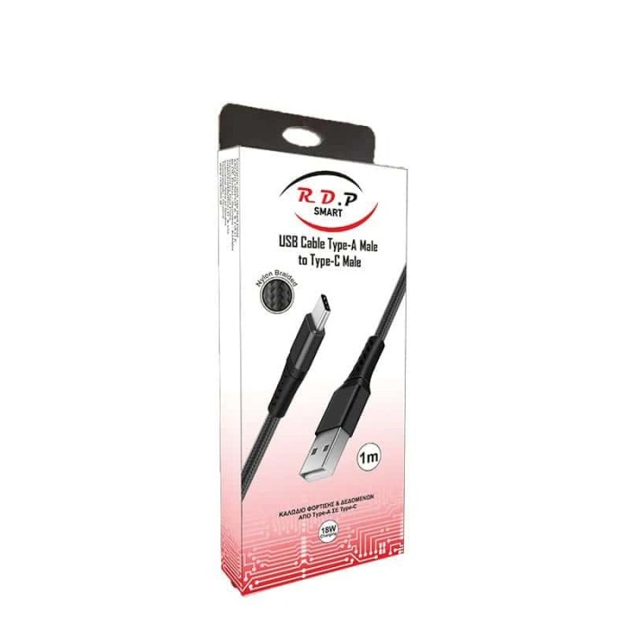 RP Καλώδιο Φόρτισης - USB TYPE-A σε USB-TYPE-C 1m 5V3A (15W) - 9V2A (18W) Μαύρο Καλώδια Onetrade RP Καλώδιο Φόρτισης - USB TYPE-A σε USB-TYPE-C 1m 5V3A (15W) - 9V2A (18W) Μαύρο Καλώδια Onetrade