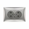 Stinel Domus Silver Double Safety Schuko Socket Cable Switches Onetrade
