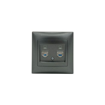 RP - Stinel Domus Anthracite Double Socket Cat6 RP - Stinel Domus Anthracite Double Socket Cat6 Cable Switches Onetrade