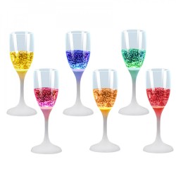 Techly IC-GLASS02 - Σετ 6 ποτήρια σαμπάνιας 6 χρωμάτων LED