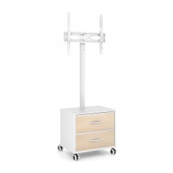 Techly ICA-TR702W - Άσπρη Κινητή Βάση Δαπέδου για Τηλεόραση 32-60" με συρτάρτια