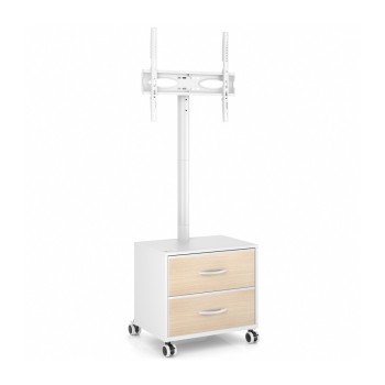 Techly ICA-TR702W - Άσπρη Κινητή Βάση Δαπέδου για Τηλεόραση 32-60" με συρτάρτια Βάσεις TV Onetrade