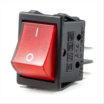 Διακόπτης Rocker Μαύρος Τετράγωνος A14B1K11 2NO με κόκκινη λυχνία ON-OFF Διακόπτες